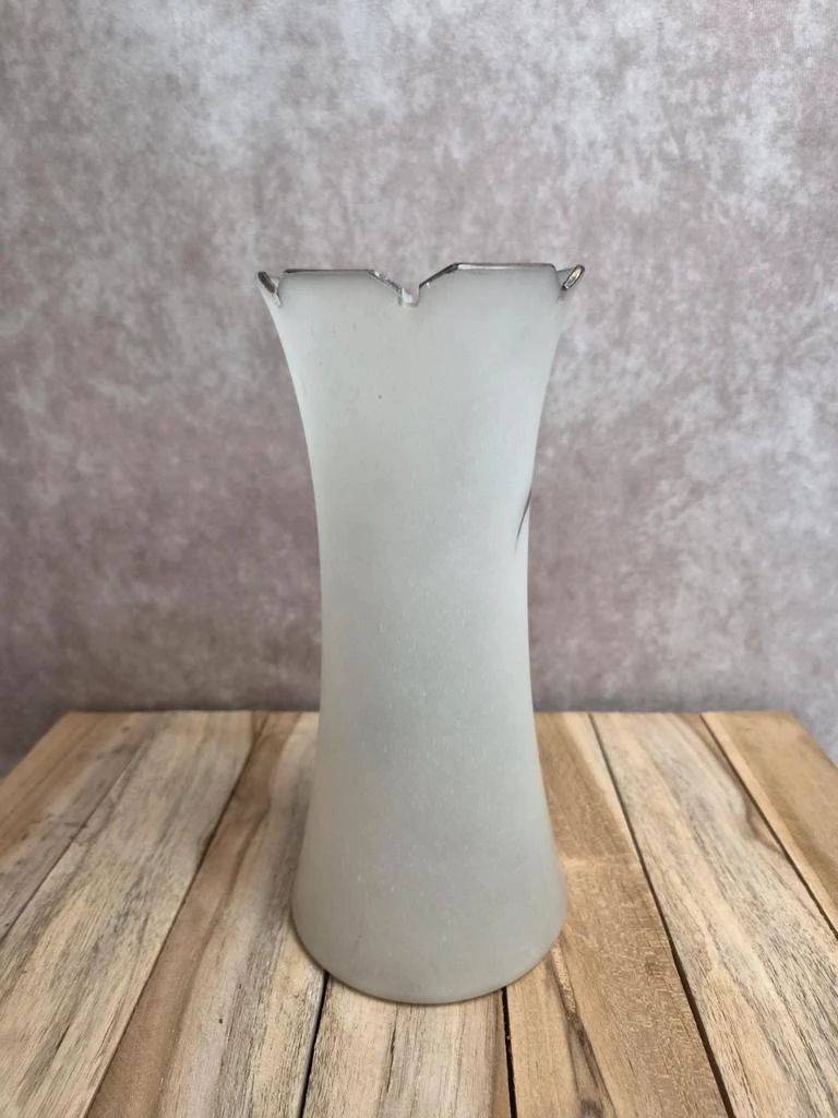Antique Art Nouveau frosted enamel glass vase - iris decor – photo 3